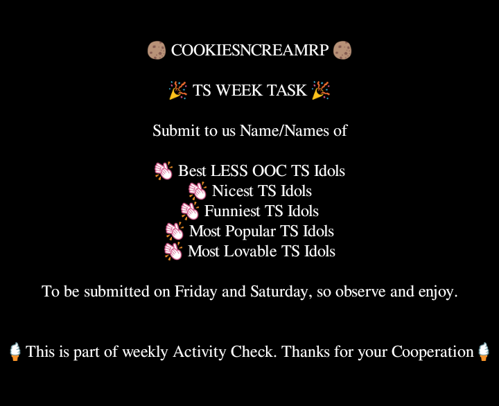 CNCRP_EVENTS's tweet photo. 🎤 TS WEEK

🎤 THE TASK FOR THIS WEEK https://t.co/4RcrMYXcLB