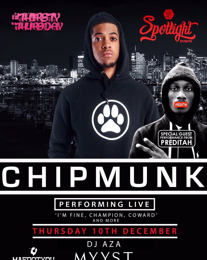 Chipmunk live this Thursday myyst Birmingham