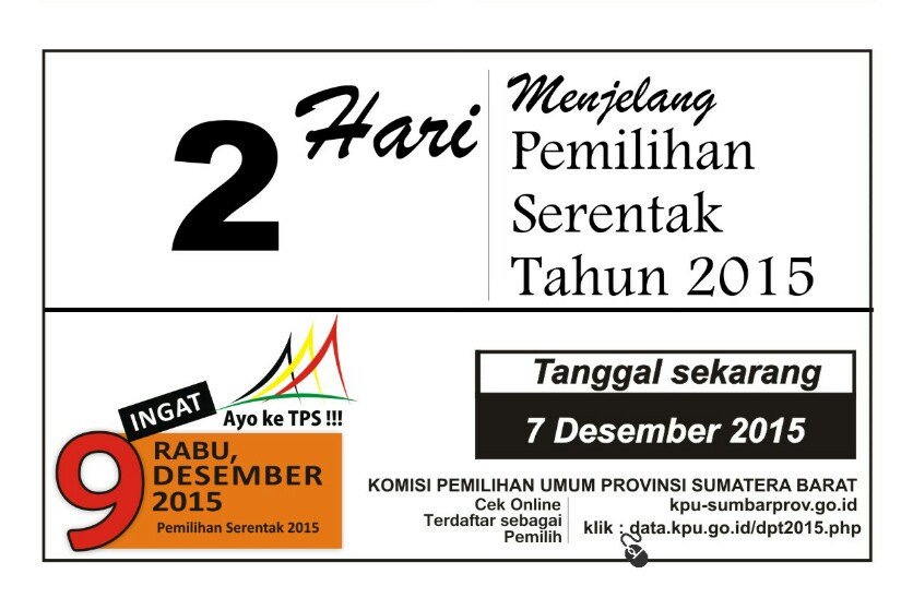 Wujudkan #PilkadaBadunsanak dan Bersih di Sumatera Barat...
Tolak Politik Uang !