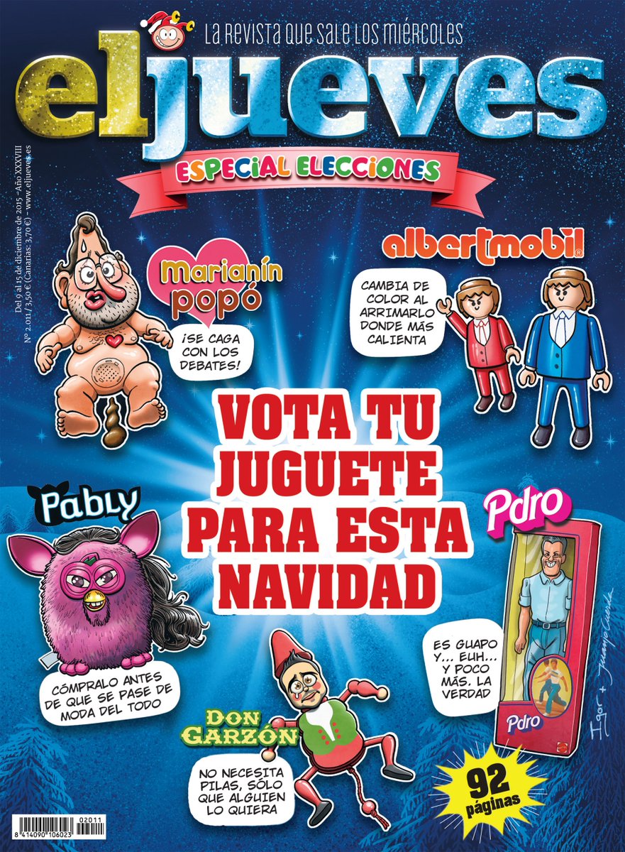 eljueves's tweet image. «VOTA TU JUGUETE PARA ESTA NAVIDAD». El Jueves ESPECIAL ELECCIONES, este miércoles en los quioscos