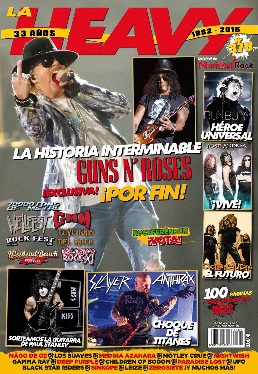 La Heavy 379: ¡100 páginas + Rockalendario + sorteo guitarra Paul Stanley al mismo precio! mariskalrock.com/index.php/2015…