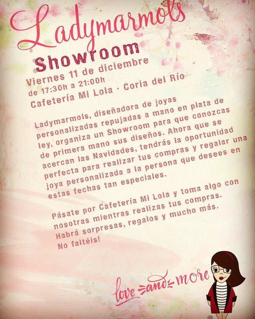 LadyMARMOLSS's tweet photo. El próximo 11 de Diciembre a partir 17:30h nos vemos en Cafeteria Mi Lola en Coria del Río. Tienes una cita!!!! https://t.co/KiwP3monmD