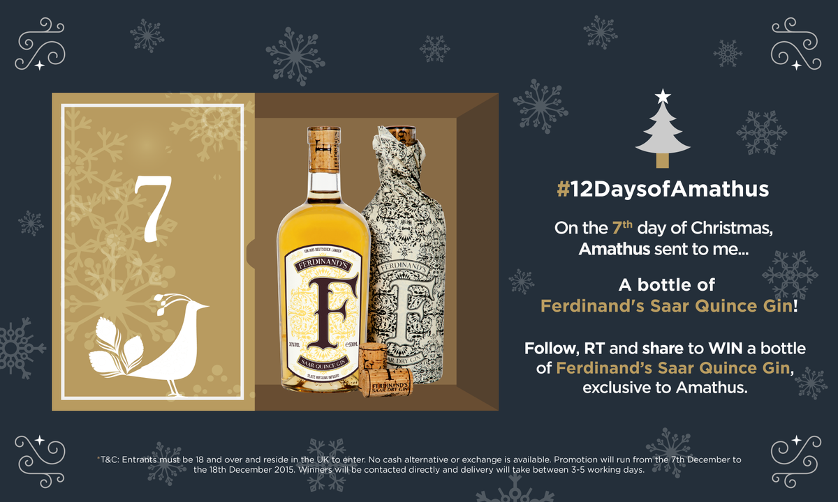 Amathus (@amathusdrinks) on Twitter photo #12DaysofAmathus begins! RT&Follow to win a bottle of <a href="/FerdinandsGin/">FERDINAND'S Saar Gin</a> Quince Gin. Winner announced tmrw. Good luck! #12DaysofAmathus begins! RT&Follow to win a bottle of <a href="/FerdinandsGin/">FERDINAND'S Saar Gin</a> Quince Gin. Winner announced tmrw. Good luck!