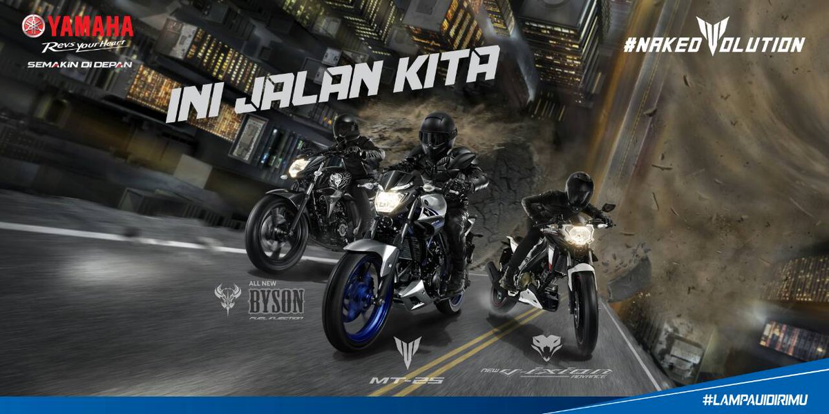 yamahaindonesia's tweet photo. Diantara 3 unit #Nakedvolution Yamaha ini (MT-25, Vixion Advance & Byson) mana yg menurut kamu keren sob? https://t.co/1IFUXasFlv