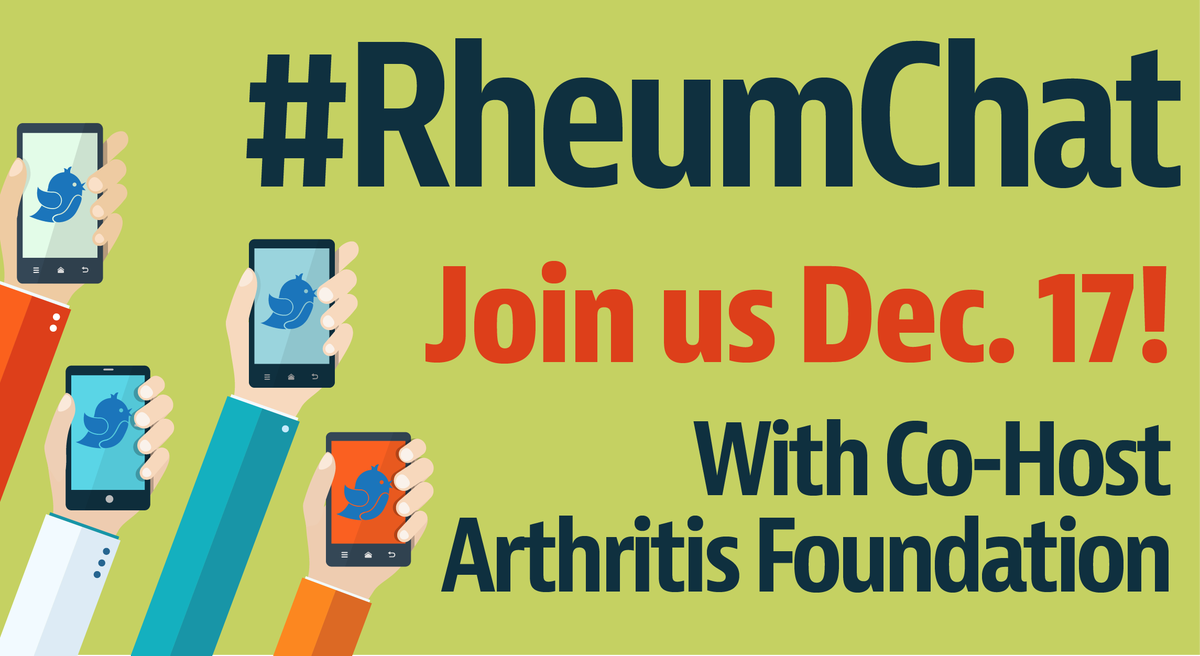 ACRSimpleTasks's tweet photo. Mark your calendar - the next #RheumChat will be Dec. 17th at 1pm ET with co-host @ArthritisFdn! https://t.co/H8A4SIRsmP