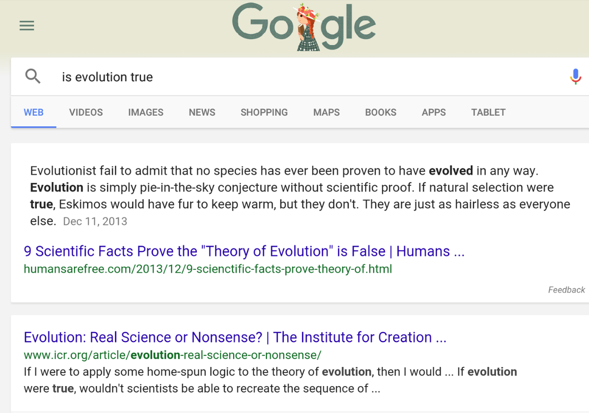 Is Evolution True?
Type that question into Google, and what are the first two items that come up? Truly amazing!