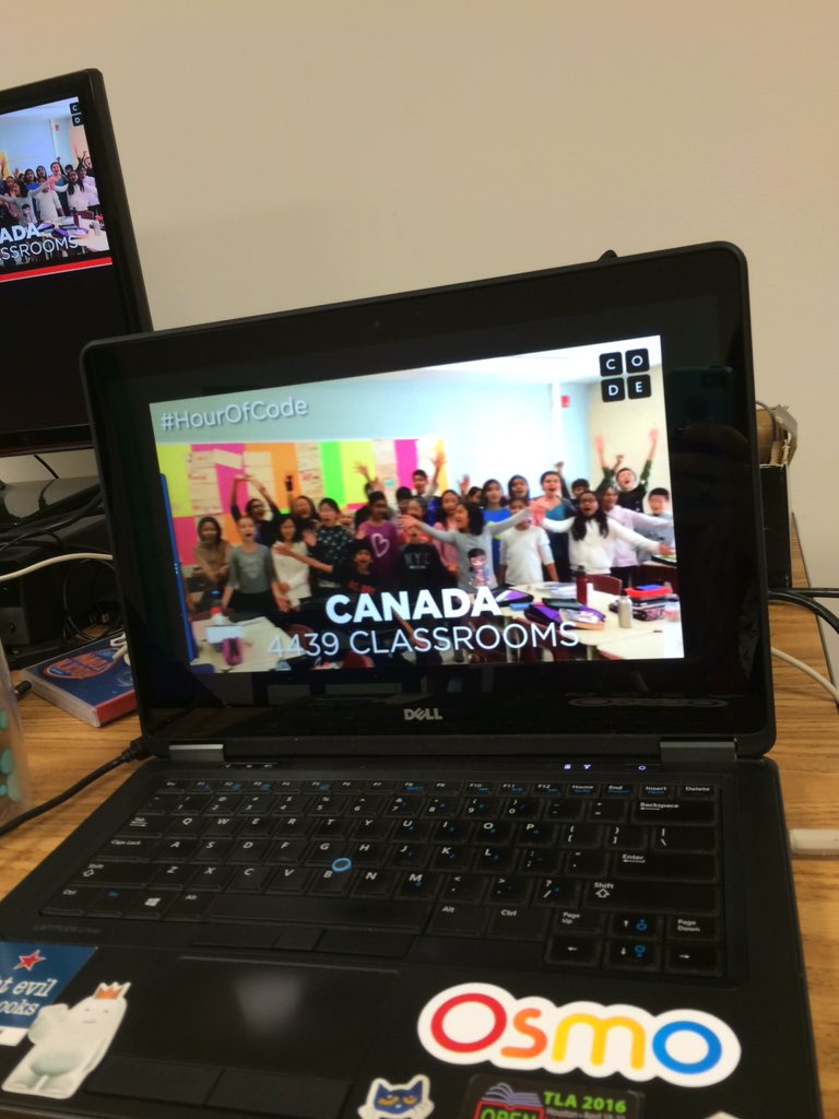GinnyBoughter's tweet image. Pumping everyone up with an @hourofcode video! #TCEhourofcode