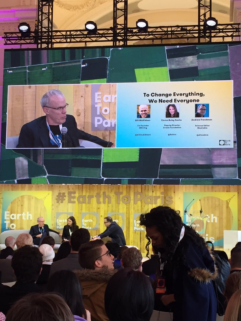 maryannehitt's tweet photo. "Nobody in their right mind is investing in #coal anymore." @billmckibben at #EarthToParis #COP21  #ActOnClimate https://t.co/ywy9G1ShmM