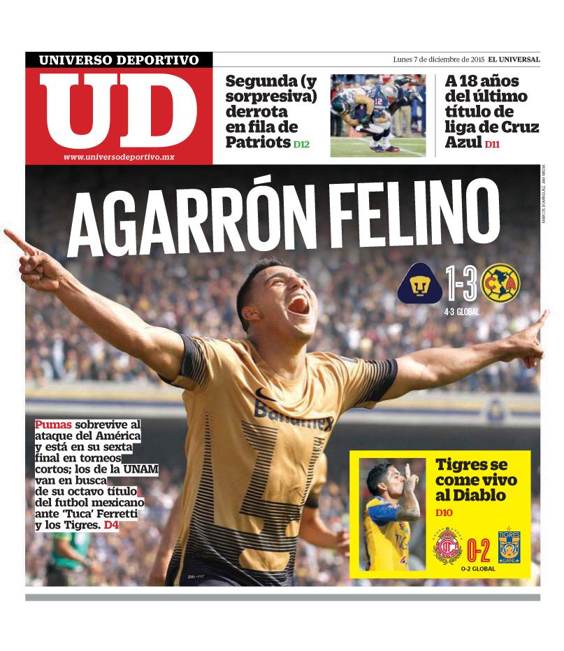 UnivDeportes's tweet photo. ¡Buen día, amigos lectores! No se pierdan nuestra portada con los finalistas del #Apertura2015 https://t.co/Y7xmH1sI8t