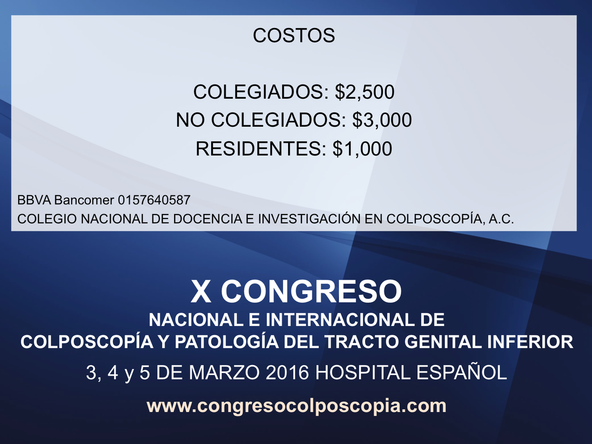 CONADICO's tweet image. Costos #CongresoColposcopia
congresocolposcopia.com
