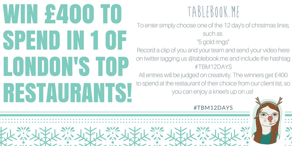 Tablebook.me on Twitter "Calling all restaurants! Win £400 to spend for you and your team at a