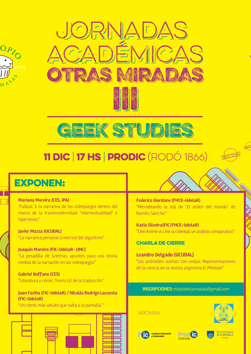 opiodelasmasas's tweet photo. ¿Ya te inscribiste? Gente seria hablando de cosas serias.https://t.co/nP7Hs5sLBh #JornadasOpias #geekStudies https://t.co/WyrQoIXXKf
