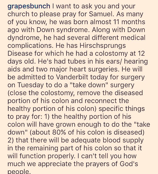 7Doc_S's tweet photo. Please pray for our grandson, Samuel. He will have his 5th major surgery Tuesday morning. #Idsc2015 #dsawareness https://t.co/AxOhPocZ94