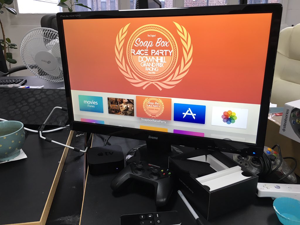 soapboxracegame's tweet photo. Party Race game for the #appletv is coming soon. Get on the beta list now: https://t.co/xNADtjw1zh #indiedev #xmas https://t.co/idPWDS6gg1