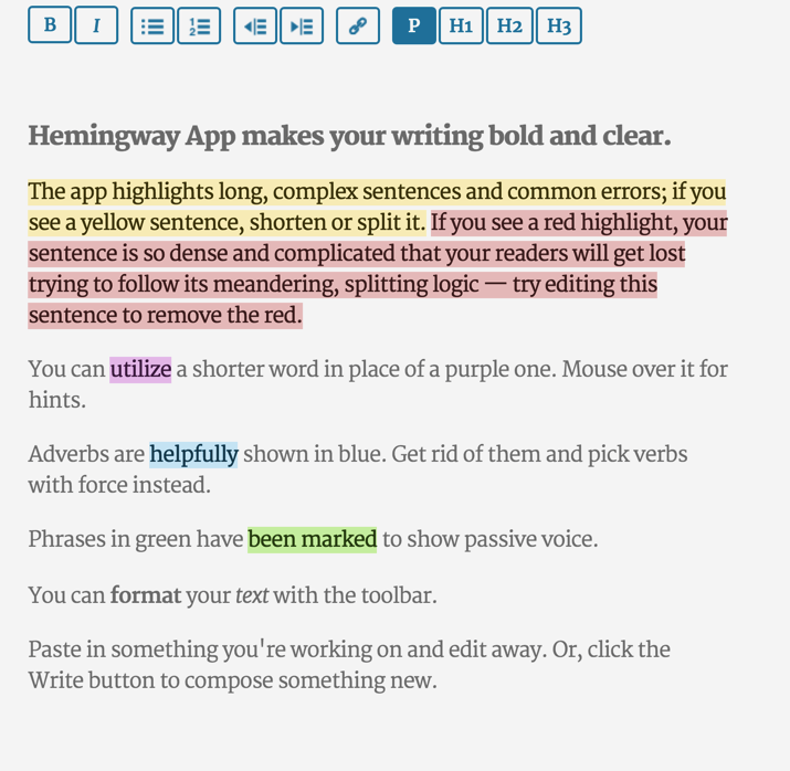 lesliefisher's tweet photo. https://t.co/9HegXmEekf Hemingway. Highlights long, complex sentences, common errors and provides feedback. #edtech https://t.co/TBw8zpYSPK