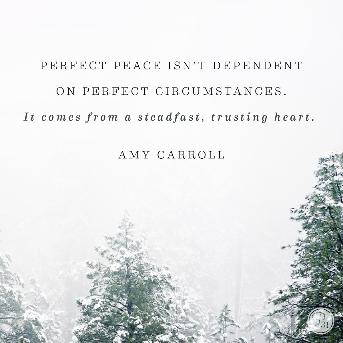Proverbs31org's tweet photo. Perfect peace isn't dependent on perfect circumstances. It comes from a steadfast, trusting heart. | @amycarrollp31 https://t.co/whjOHQRu0T