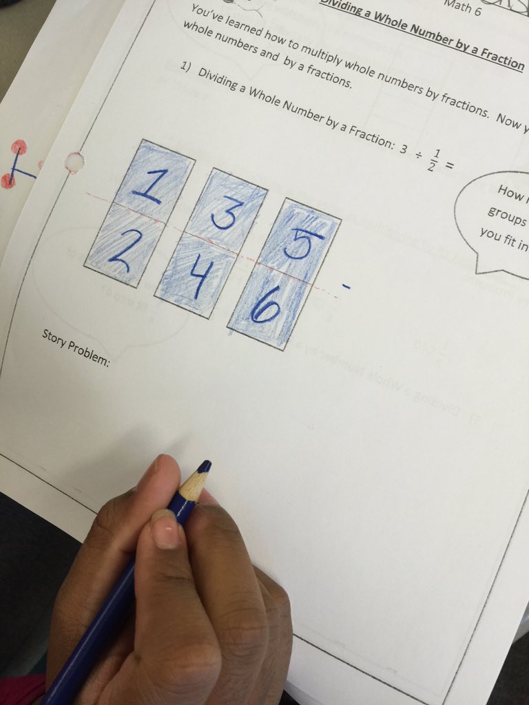 SusanBycoff's tweet image. 3 divided by 1/2 means &quot;how many 1/2&apos;s fit in 3&quot;. #understandingfractions #bmsed
