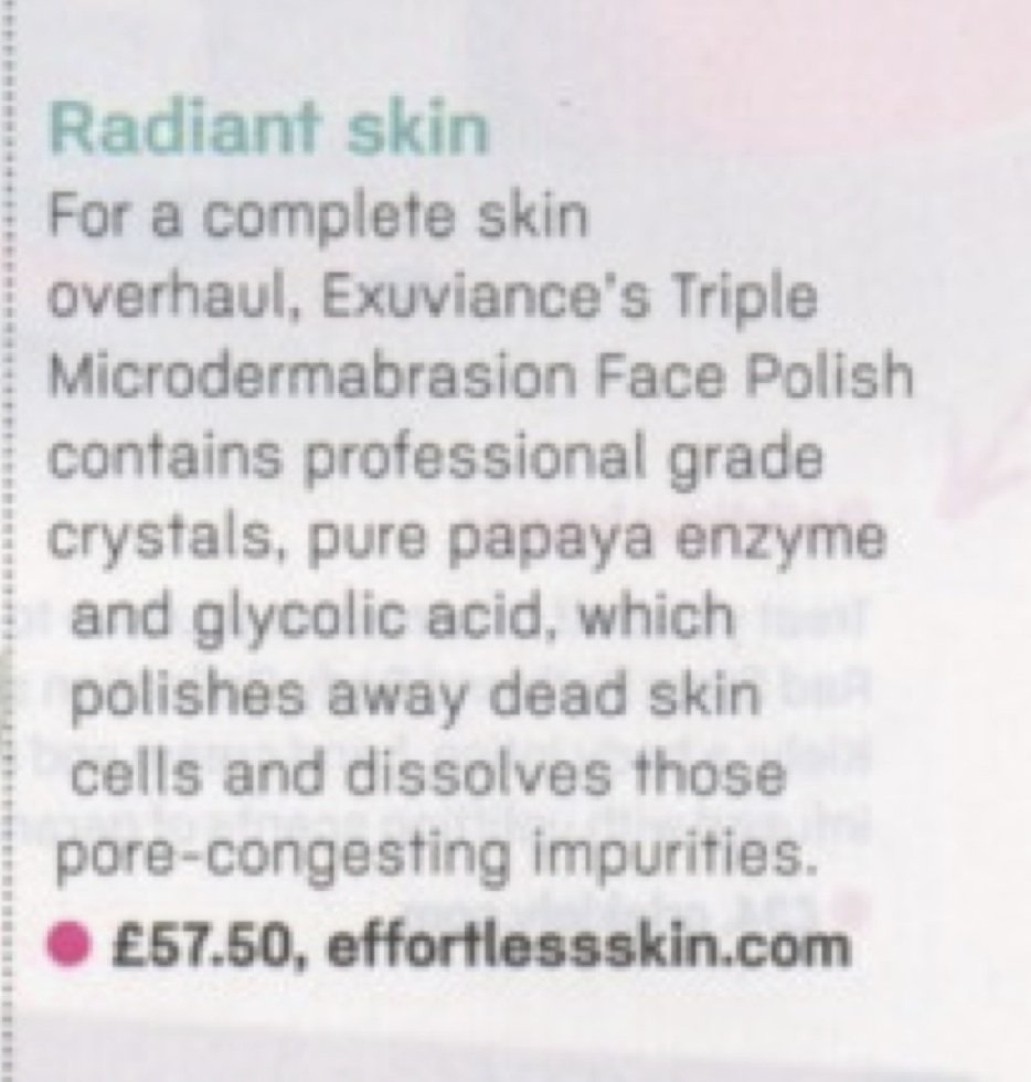 newcastleskin's tweet photo. ExuvianceUK: Want #radiantskin? WomensFitnessuk recommends Triple Microdermabrasion in their latest issue! #skinfi… https://t.co/wC9iec86rt