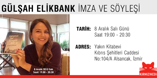 İzmir'de Sanat (@izmirdesanat) on Twitter photo Gülşah Elikbank, YARIN <a href="/Yakin_Kitabevi/">Yakın Kitabevi</a> nde Yalancılar ve Sevgililer'i imzalıyor. <a href="/gulsahelikbank/">gülşah elikbank</a> <a href="/krmzkedikitap/">Kırmızı Kedi Yayınevi</a> Gülşah Elikbank, YARIN <a href="/Yakin_Kitabevi/">Yakın Kitabevi</a> nde Yalancılar ve Sevgililer'i imzalıyor. <a href="/gulsahelikbank/">gülşah elikbank</a> <a href="/krmzkedikitap/">Kırmızı Kedi Yayınevi</a>