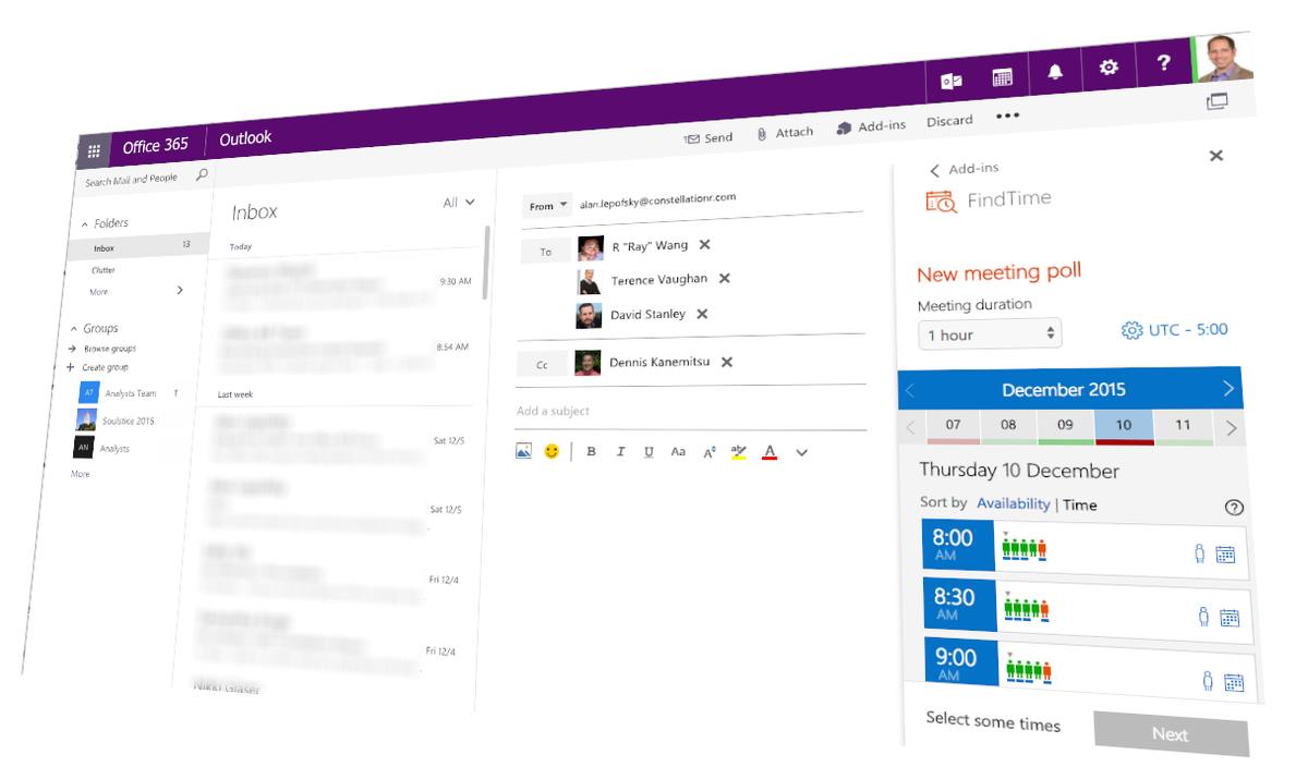 alanlepo's tweet photo. Taking a look at @Office365 @Outlook add-in, Findtime by @MSFTGarage https://t.co/pgTcaJn0SA  #socbiz #futureofwork https://t.co/Hhr9tKXKsc
