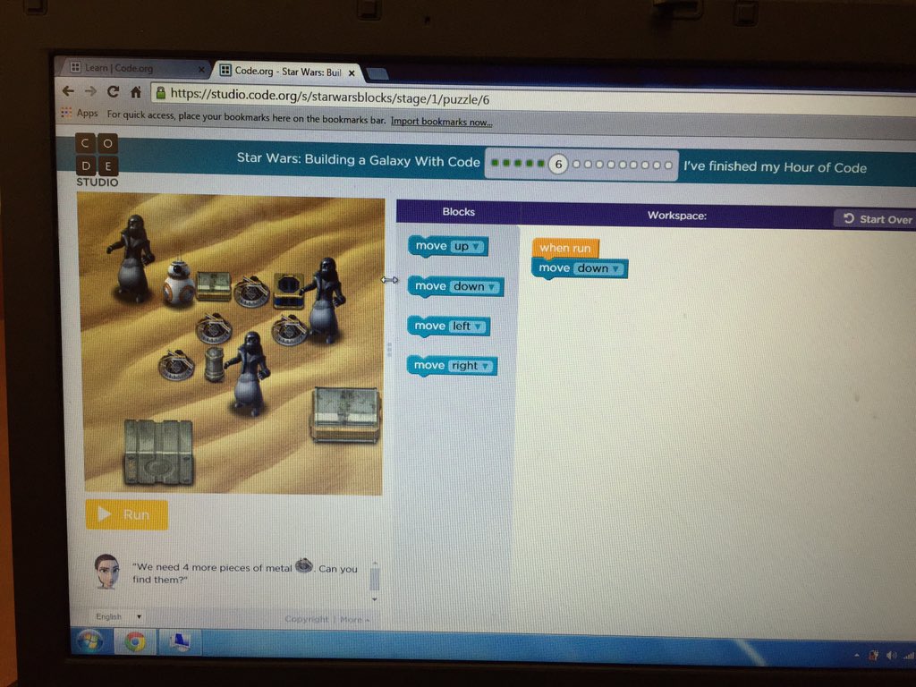 KarenCCraney's tweet photo. MPS First Graders coding with Star Wars! #HourOfCode #FCPSCodes #mpsknights https://t.co/JjIWtC0LIo