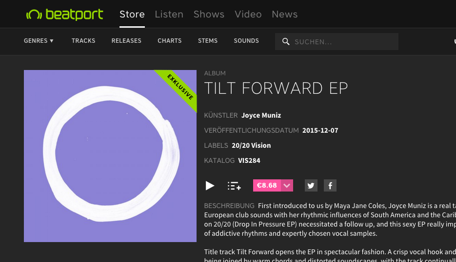 Joycemunizmusic's tweet photo. yeah you can finally grab my 4 tracks #ep #tiltforward on @2020Visionlabel now on @beatport https://t.co/ZSRcg0oBFm https://t.co/PpN4Pm7xZU
