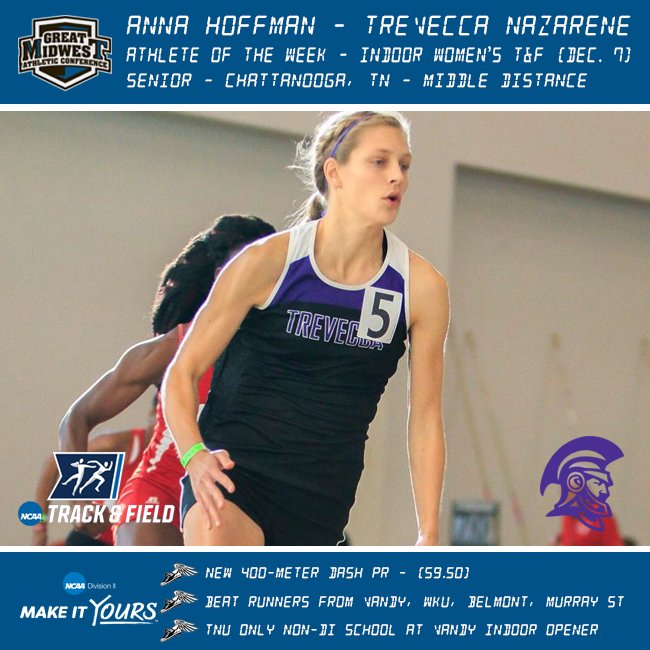 GreatMidwestAC's tweet photo. #G_MAC Indoor T&amp;F AOTW: Anna Hoffman @tnusports - PR in 400-meter dash (59.50) at Vandy
https://t.co/aeEcXxg7eA https://t.co/uVl2cXxzU7