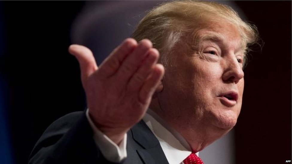 Republican hopeful Donald Trump urges ban on Muslim entering the US bbc.in/1IQmlEj