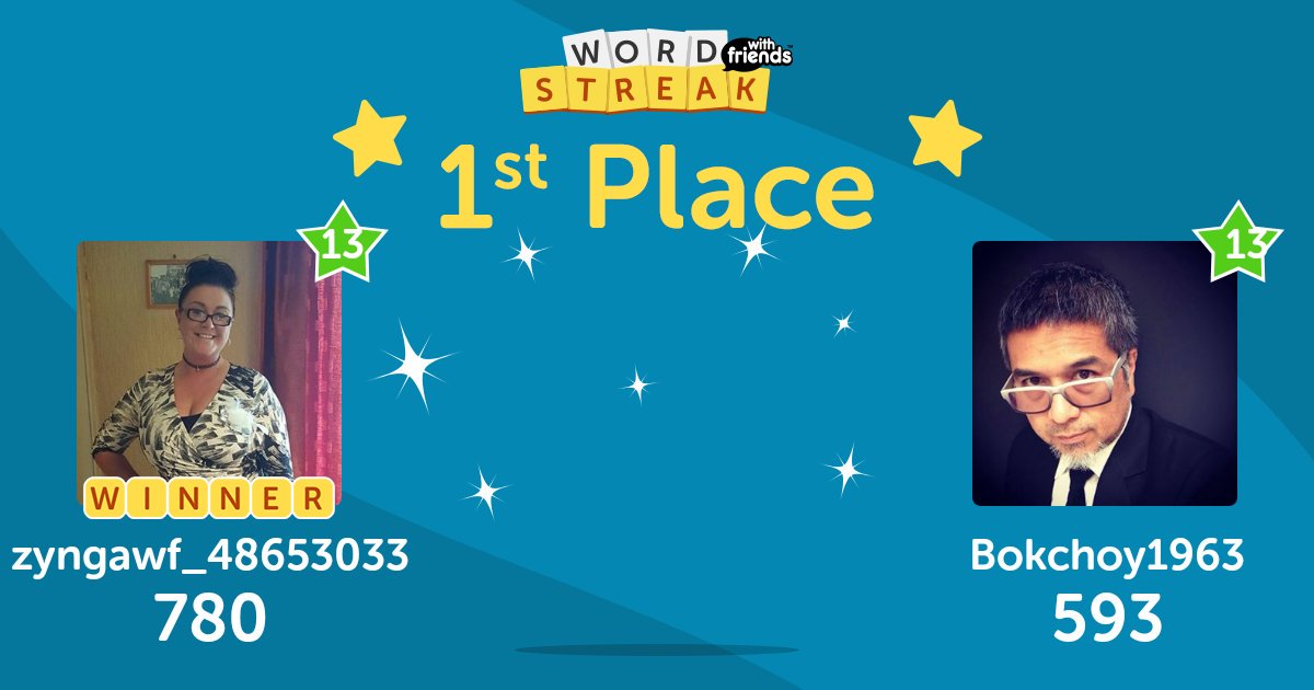 vickeeee's tweet photo. First Place in Word Streak With Friends Tournaments! Challenge me 1-on-1. Username: zyngawf_48653033 https://t.co/QBoZXOo9rN