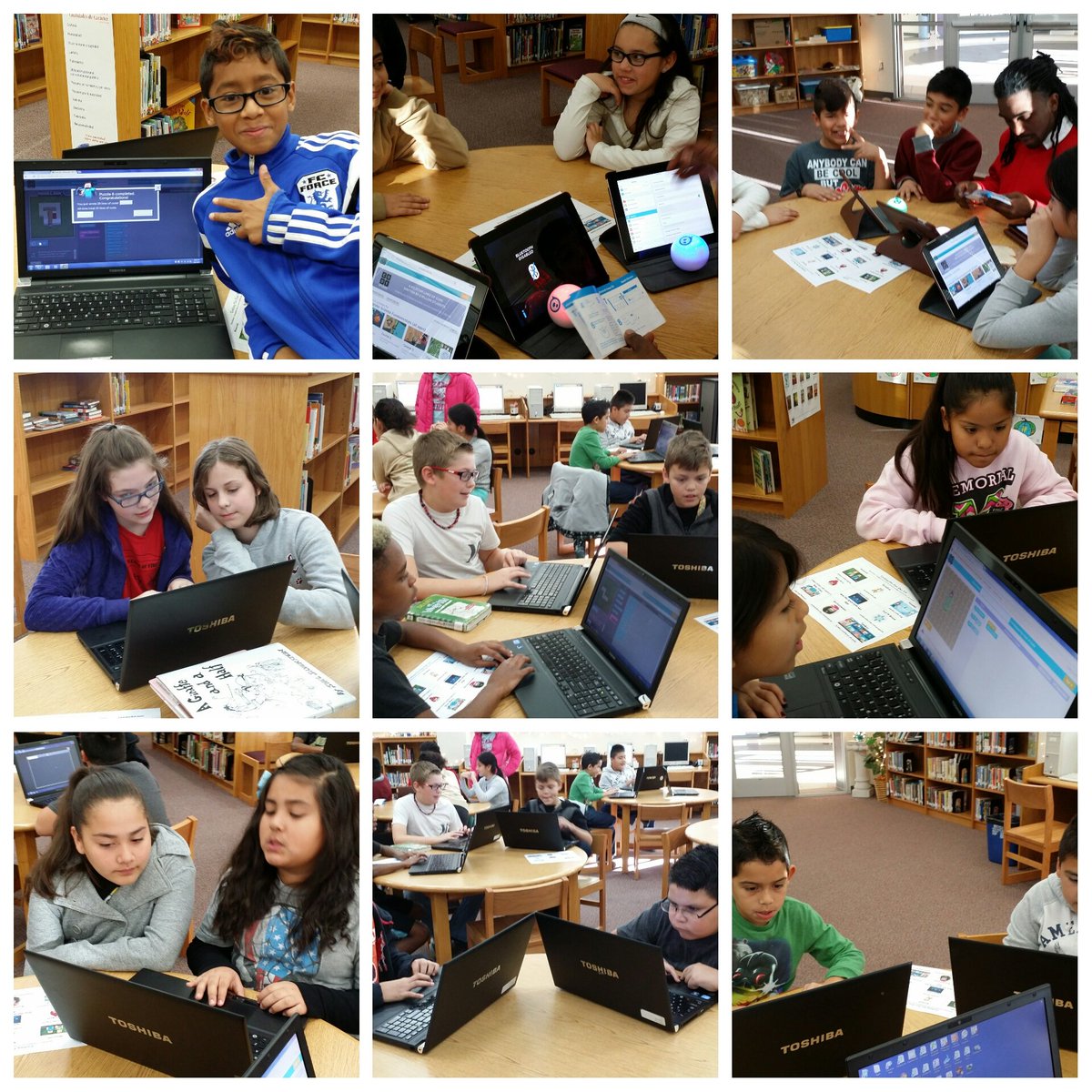 BettyKoonce's tweet photo. #HourOfCode  @NancyWTech @the_seema_shah @STEM4ELL @MemorialCTA @techclara @EdleadS @SaraMeyer7ut 5th graders today https://t.co/NGbTmV8EYh