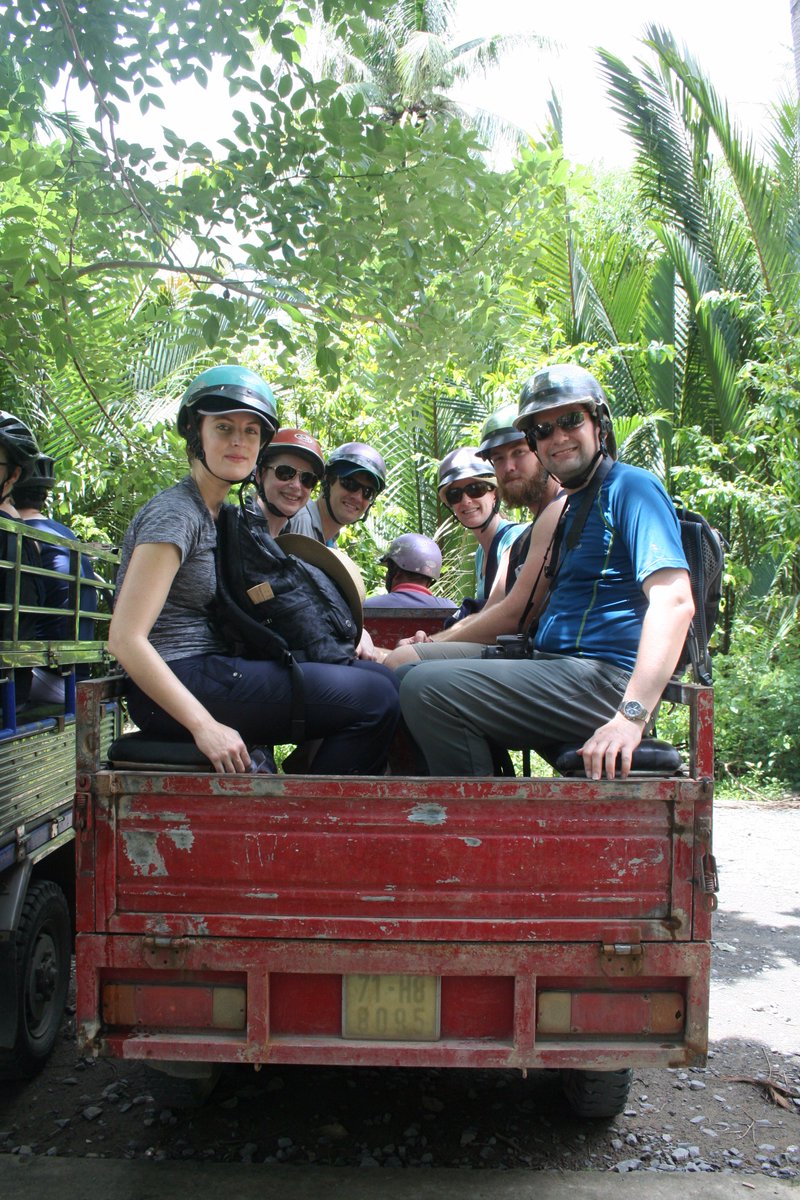 AitchNic's tweet photo. @Intrepid_Travel We took a tuk tuk on our Vietnam Southbound Express trip this yr. #MekongDelta #helmetsneeded https://t.co/PDvEJe2Fpi