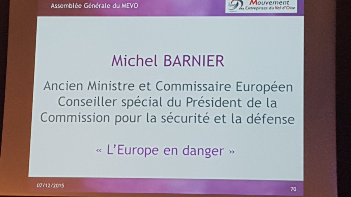 MEVO_95's tweet photo. Ce soir à l'AG du Mevo, Michel Barnier https://t.co/Hhckk9MCik
