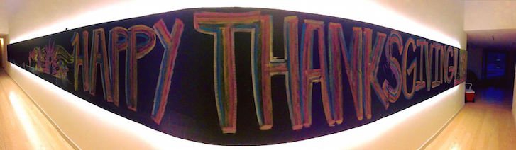 guilfordsound's tweet photo. Panoramic chalkboard love, Thanksgiving. @TheValerieJune https://t.co/HLE3lfJCk9