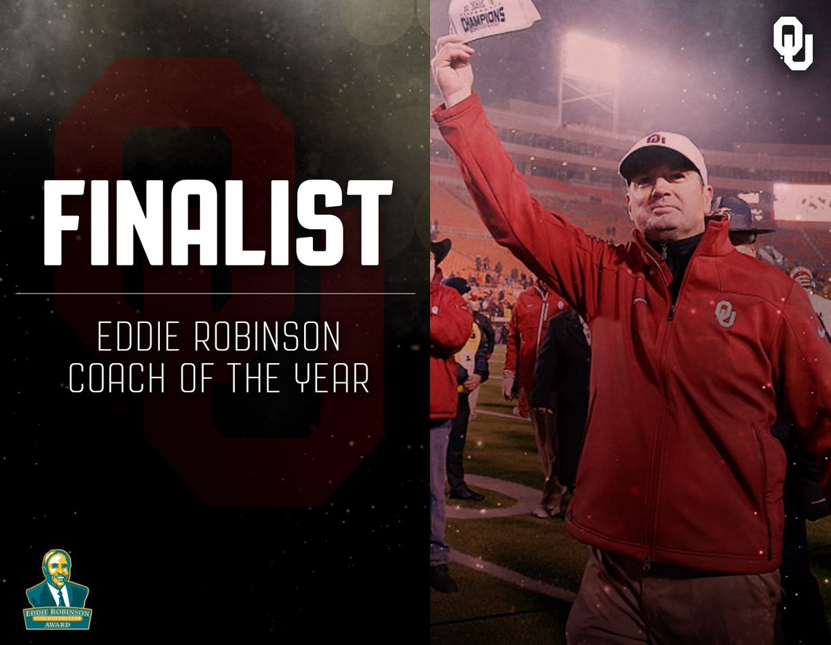 OU_Football's tweet photo. Bob Stoops has been selected as a finalist for the Eddie Robinson Coach of the Year Award! #OUDNA https://t.co/my5VmG0Oo9
