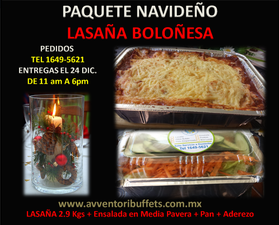 Avventori's tweet photo. @_GeDeeLe Cena Navideña, aparta tu paquete de Lasaña Boloñesa Tel 1649-5621 Cel 3314189248 https://t.co/rKA6otI7YB