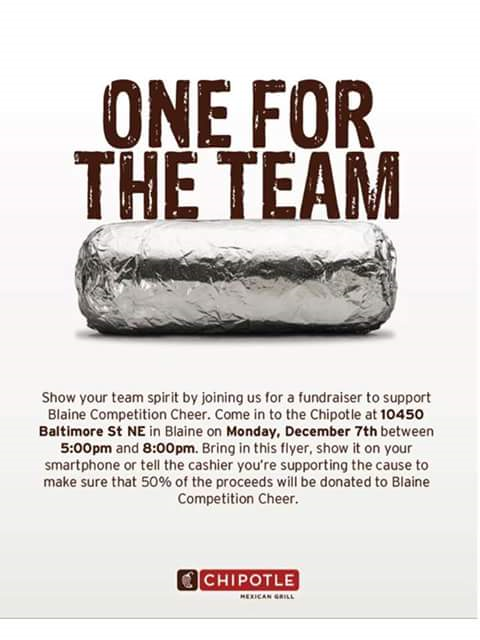blainecompcheer's tweet photo. The Blaine Comp team will be having a fundraiser tonight - stop by and help support our team. https://t.co/blluoqP2a1