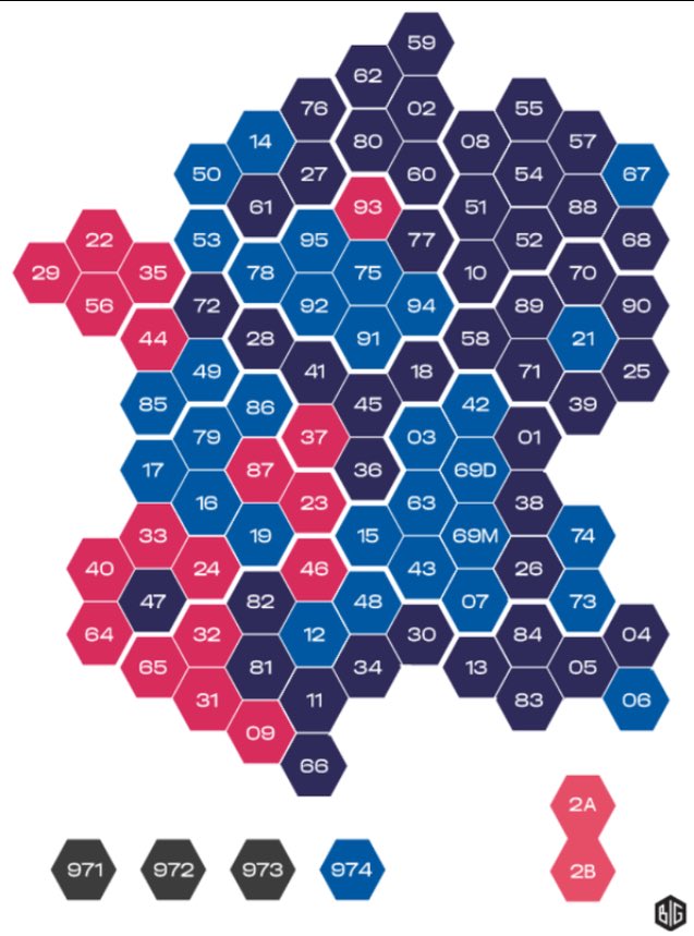 Le FN c'est la France des frontières. Carte impressionnante du vote par département. (Via <a href="/EmLemoine/">Emmanuel Lemoine</a>)