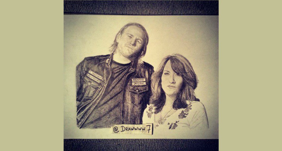 KateySagal's tweet photo. #FanArt Thank you @Drawwww7 for this killer drawing! Post your art to https://t.co/YbfvTEZU7h #SOA https://t.co/3f00Vc5hjN