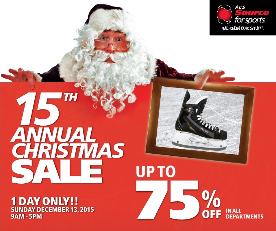 ALSSFS's tweet photo. It's the most wonderful time of the year, 6 more sleeps until the Al's Xmas Sale!  The biggest ever, sticks from $5. https://t.co/Hhdz2jFYCK