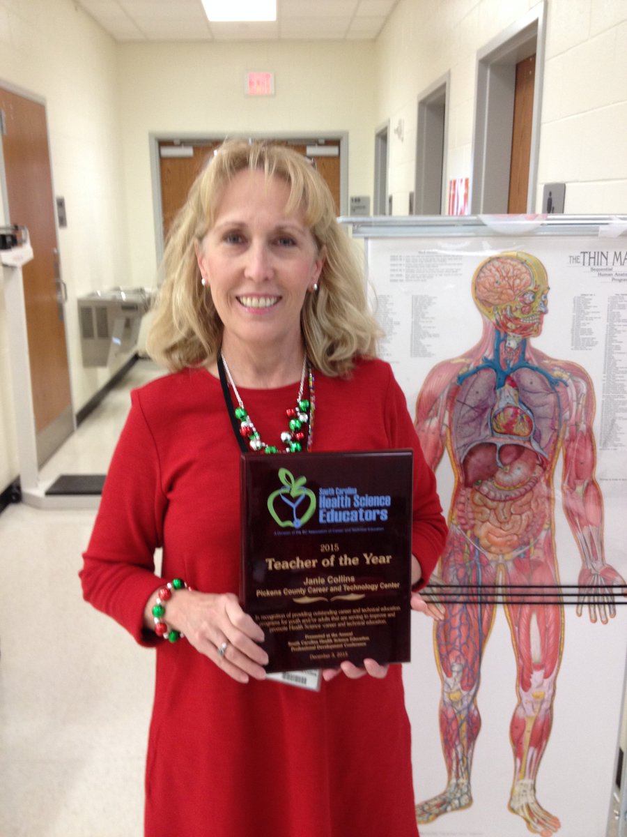 PickensSchools's tweet photo. Congrats to Janie Collins, the 2015 South Carolina Health Science Teacher of the Year! @PC_CTC https://t.co/Rmsxzvv18Z