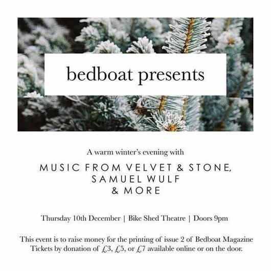VelvetStoneMus's tweet image. Get in the #Christmas spirit &amp;amp; catch us live @bedboatmag Presents this Thurs 10th @BikeShedTheatre #feelingfestive