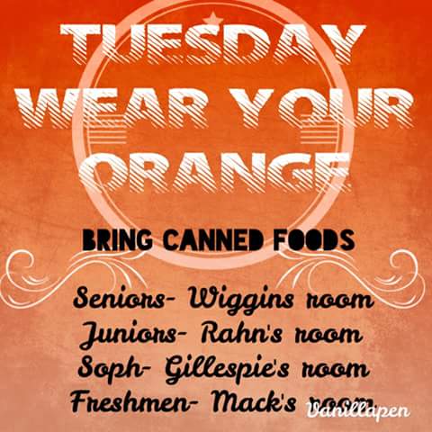 oly_stuco's tweet photo. #COTC2015 WEAR YOUR BEST OLY ORANGE TMRW.DONT FORGET TO BRING CANNED FOODS. MORE CANS=MORE POINTS FOR YOUR CLASS. https://t.co/tmSqwzsfXt