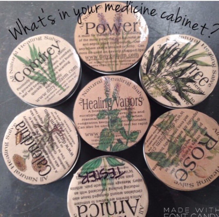 Whats in your medicine cabinet? #healingvapors #comfrey #teatree #calendula #arnica #rose #powerbalm #balm #vegan