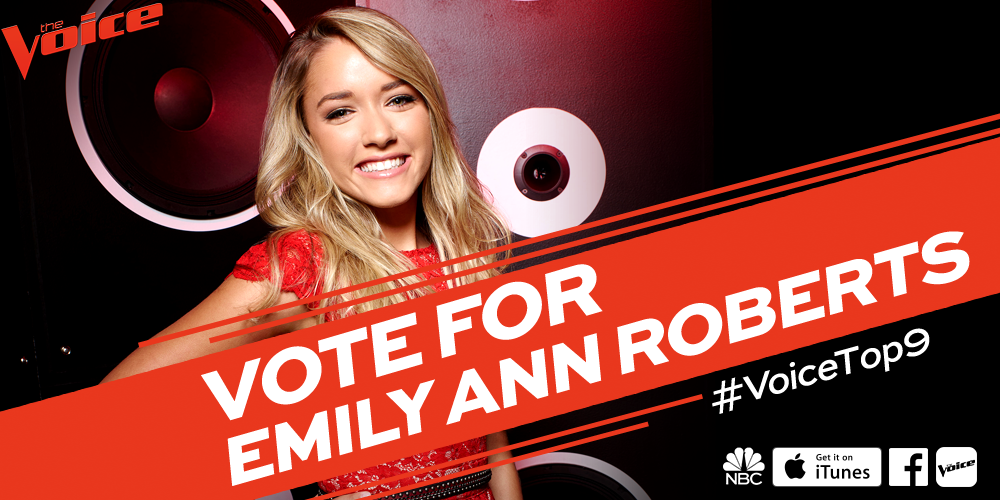 NBCTheVoice's tweet photo. RT if you’re working hard voting to get @emilyann_music to next week’s LIVE #VoiceFinale! https://t.co/VZrpPbgEOX