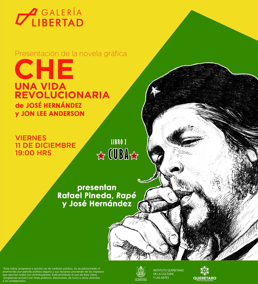 Este viernes 11, a las 19 hrs. nos vemos en Querétaro, presentación d CHE UNA VIDA REVOLUCIONARIA, con <a href="/monerorape/">Monero Rapé ✍🏼</a>:
