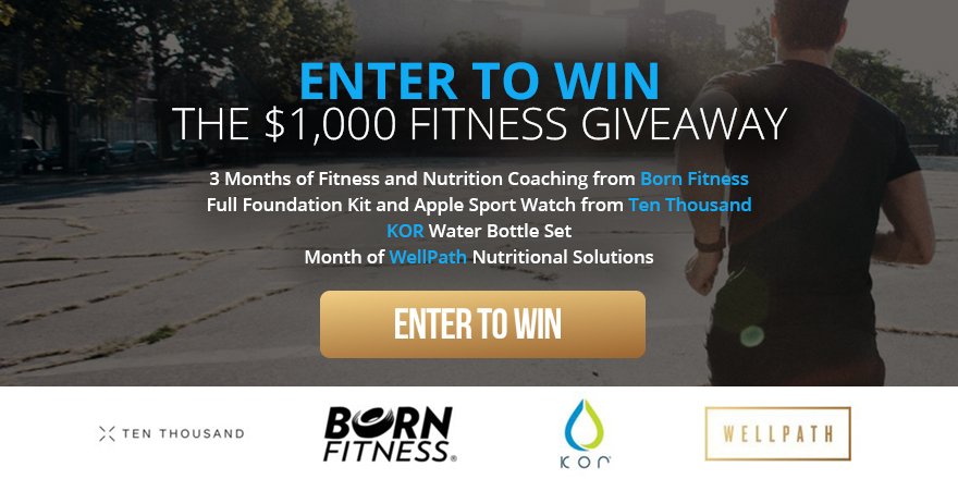 The $1000 Fitness Giveaway With @10000apparel @GoWellPath @KOR_Water bit.ly/1LZKh8k