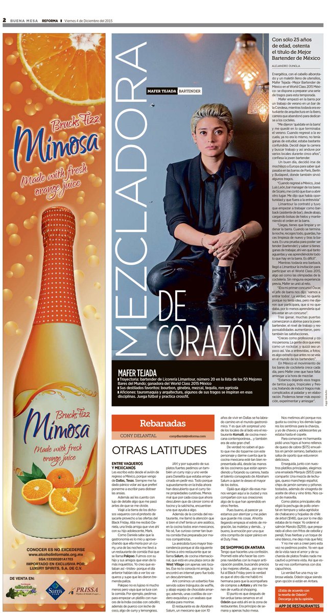 showroomSC's tweet photo. Mezcladora de Corazón, @Maaafer Tejada La mejor bartender de México. #WorldClass2015 @Reforma @reformabmesa https://t.co/u9O9toxEKa
