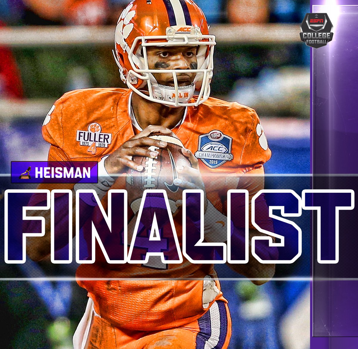 ESPNCFB's tweet photo. Congratulations to the 2015 #Heisman Trophy finalists »
Derrick Henry
Christian McCaffrey
Deshaun Watson https://t.co/XmDA2jQPp9