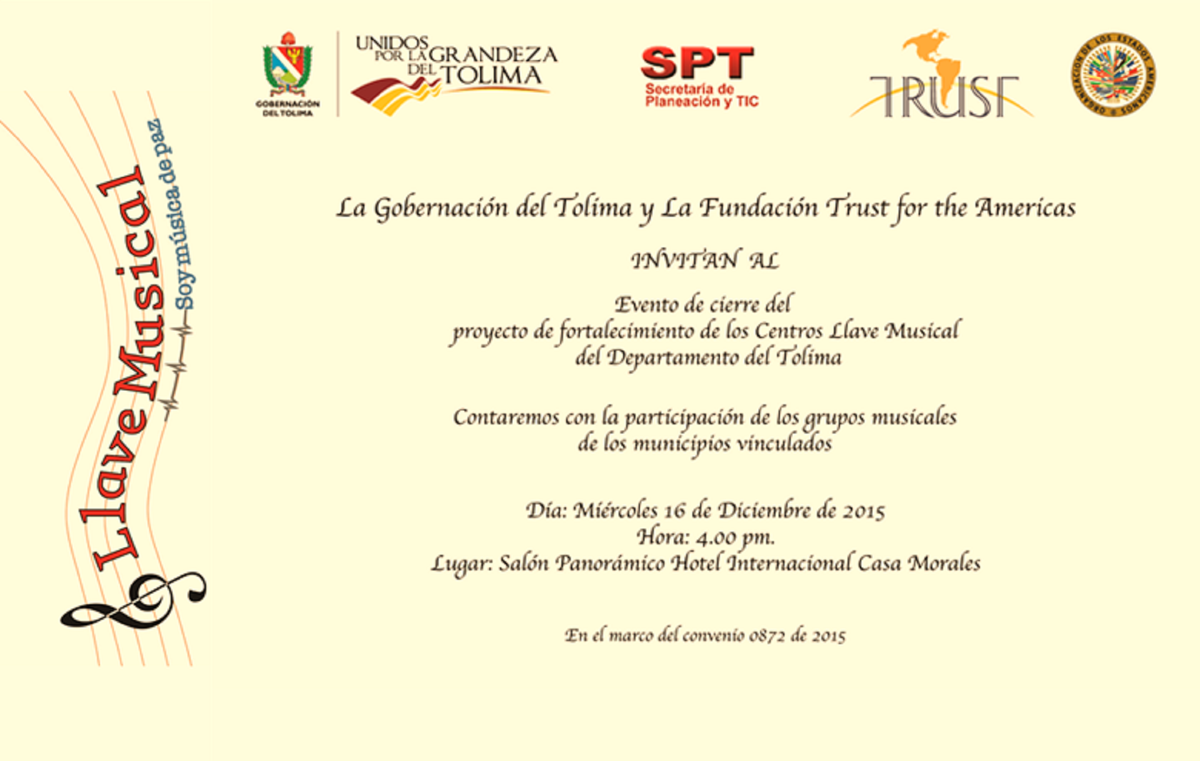 llavemusical's tweet photo. [Recomendado]: Evento Cierre Aulas #LlaveMusical #Tolima 16 Dic-Ibagué #Tolima invitan: @gobertolima y @redtrustnet https://t.co/bGHgBNujQ2