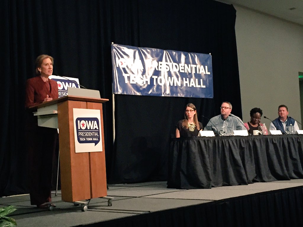 tropicannad's tweet photo. .@CarlyFiorina takes stage at #IowaTech2016 with thoughts on cybersecurity, encryption and terrorism https://t.co/CH9d7GevpI